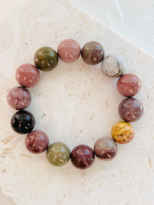 Pink Alashan Agate 14 mm bracelet