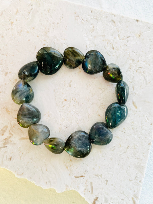 Labradorite heart shaped bracelet