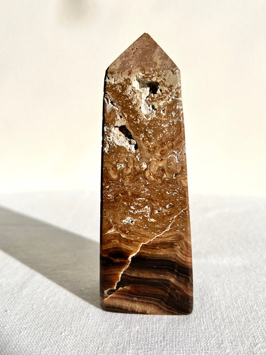 Chocolate Calcite Tower - 355 g - Zoee Crystals